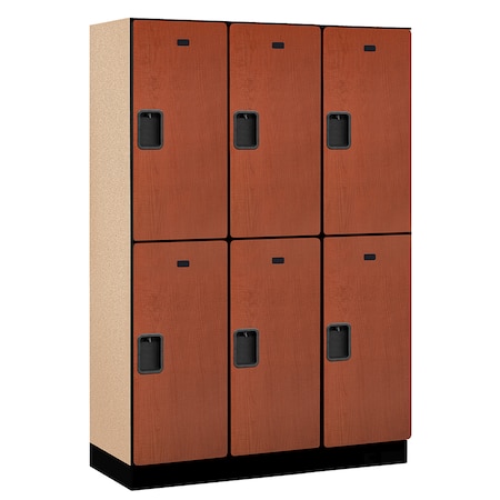 Salsbury Industries 2 Tier Designer Locker, 54"Wx76"Hx18"D, 6 Door, Cherry 18-22368CHE